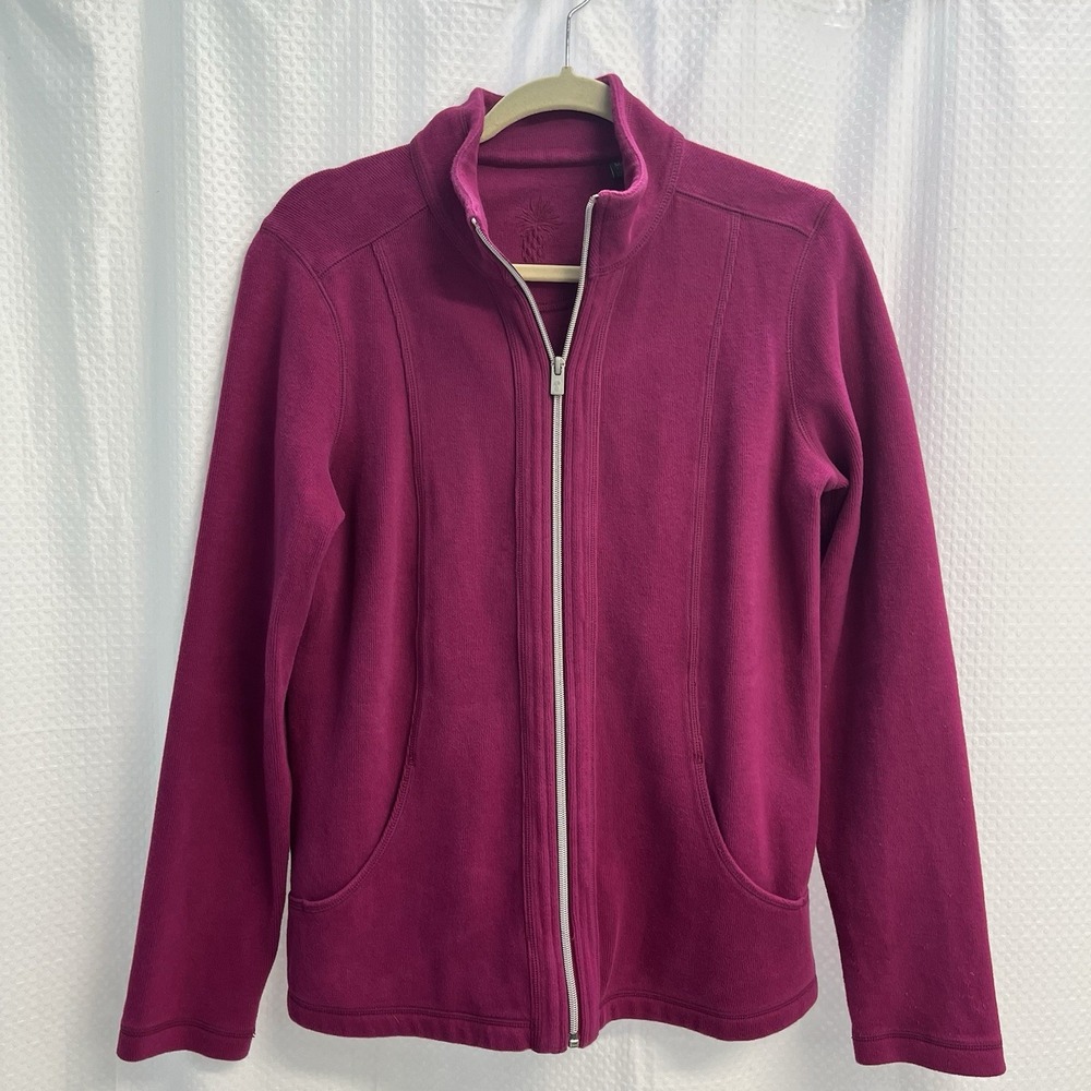Tommy Bahama Women's Cotton Full Zip Magenta Jacket Classic Coastal Medium
